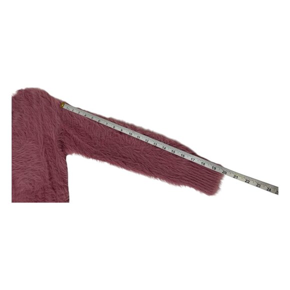 Ivory Rose Womens Size L Fuzzy Pink Asymmetrical Cutout Sweater Y2K Whimsygoth - Picture 10 of 12